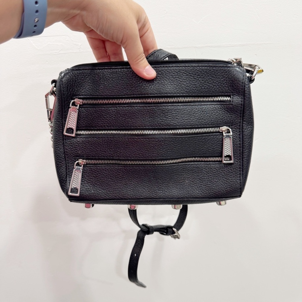 Rebecca Minkoff Zipper Crossbody Bag Black Leather